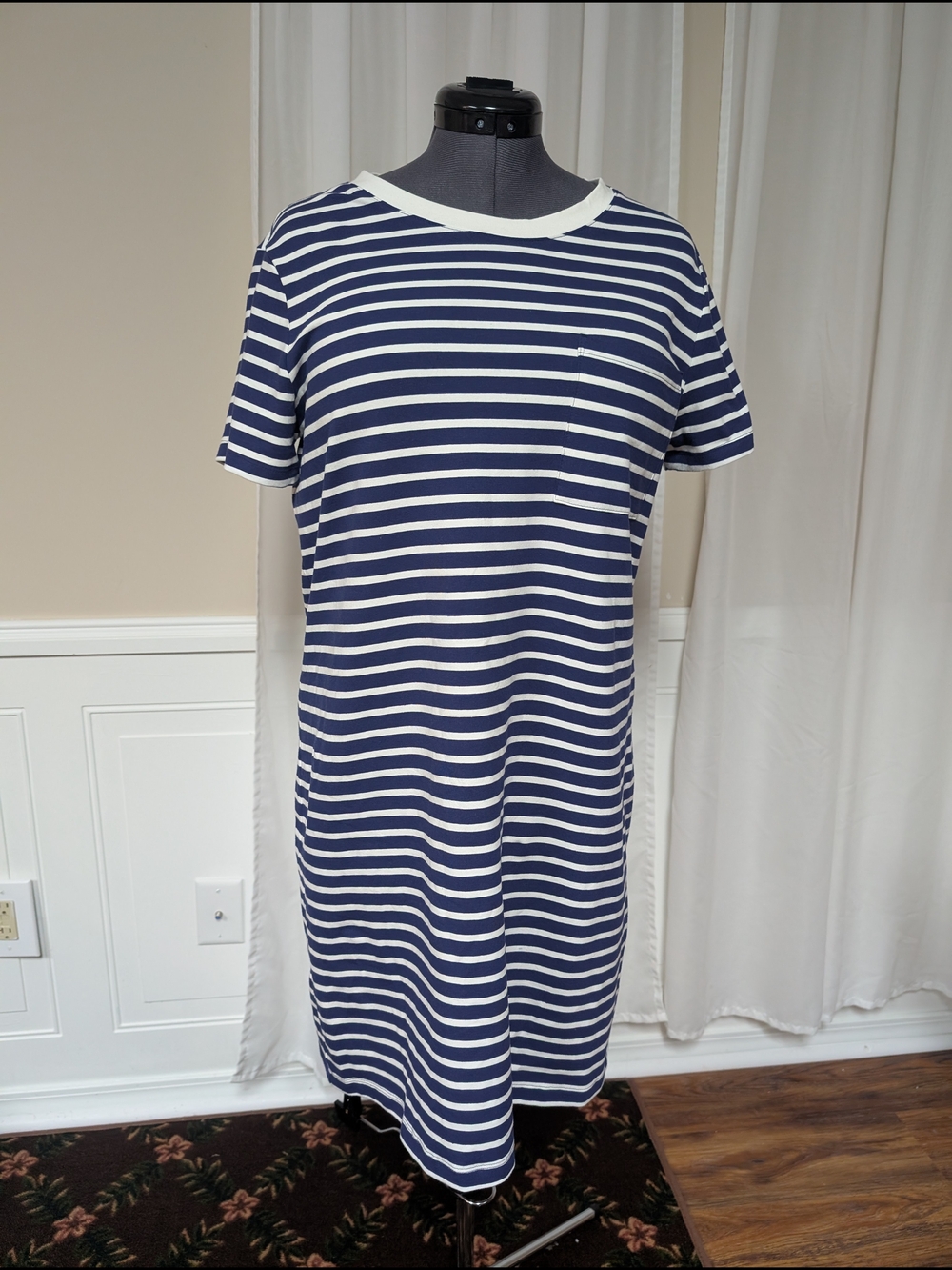 Banana Republic Navy & White Striped Tee Dress